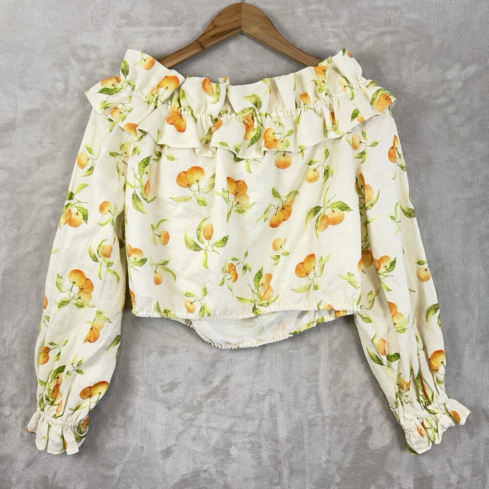 NWT CAMI NYC Cala Off Shoulder Orange Orchard Linen Top Size Large $264 Retail - Picture 3 of 11